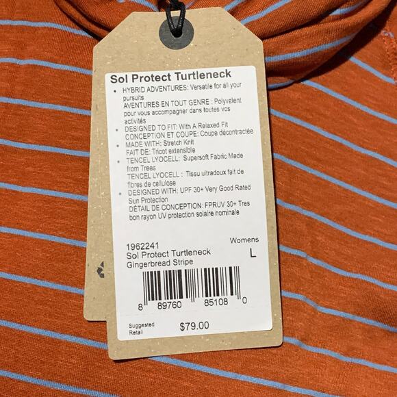 NEW prAna Long Sleeve Shirt Turtleneck Striped Shirt Size Large - Picture 2 of 5